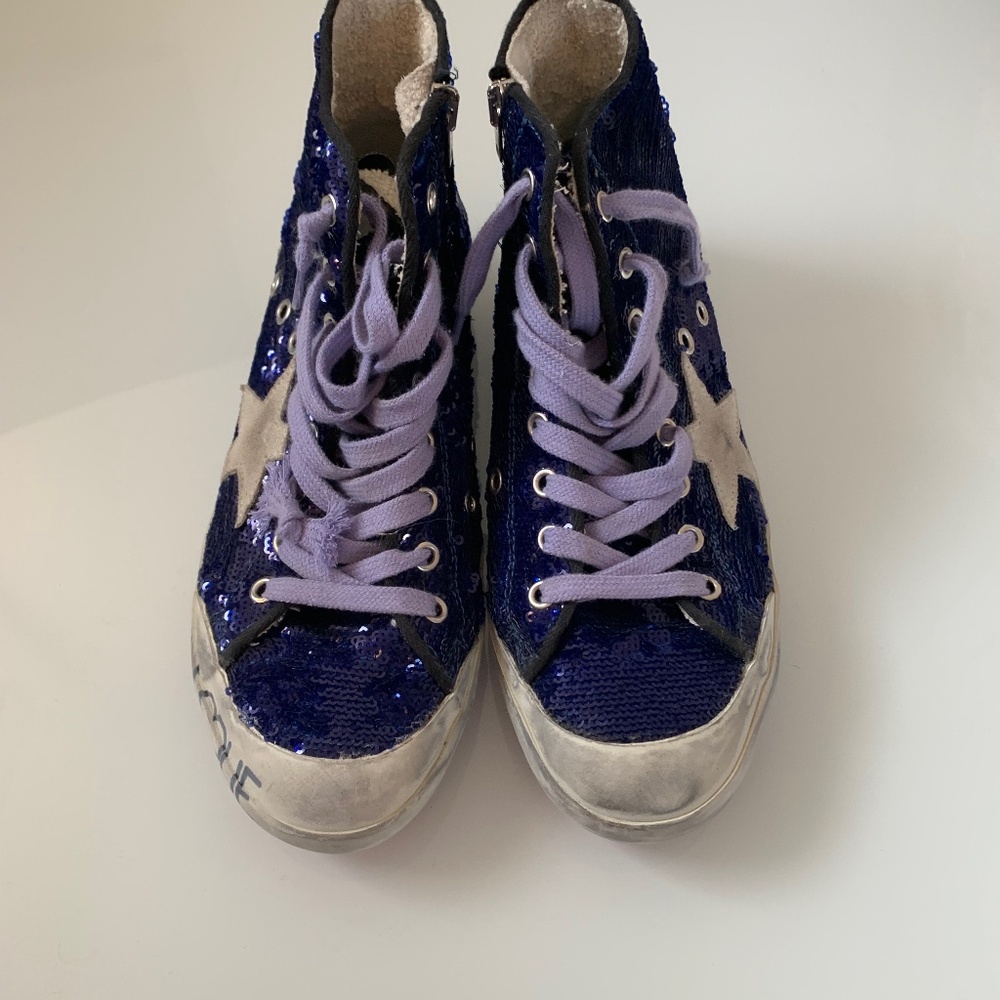 Golden Goose Francy Trainer in Purple Sequins